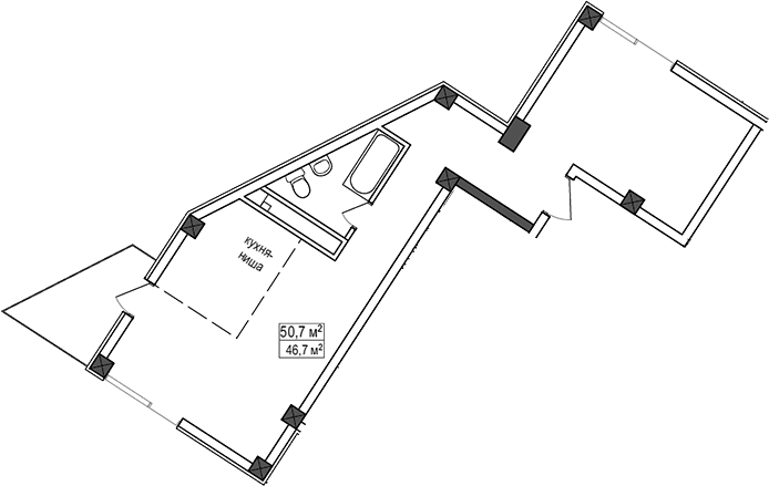 Планировка 46.7 м²