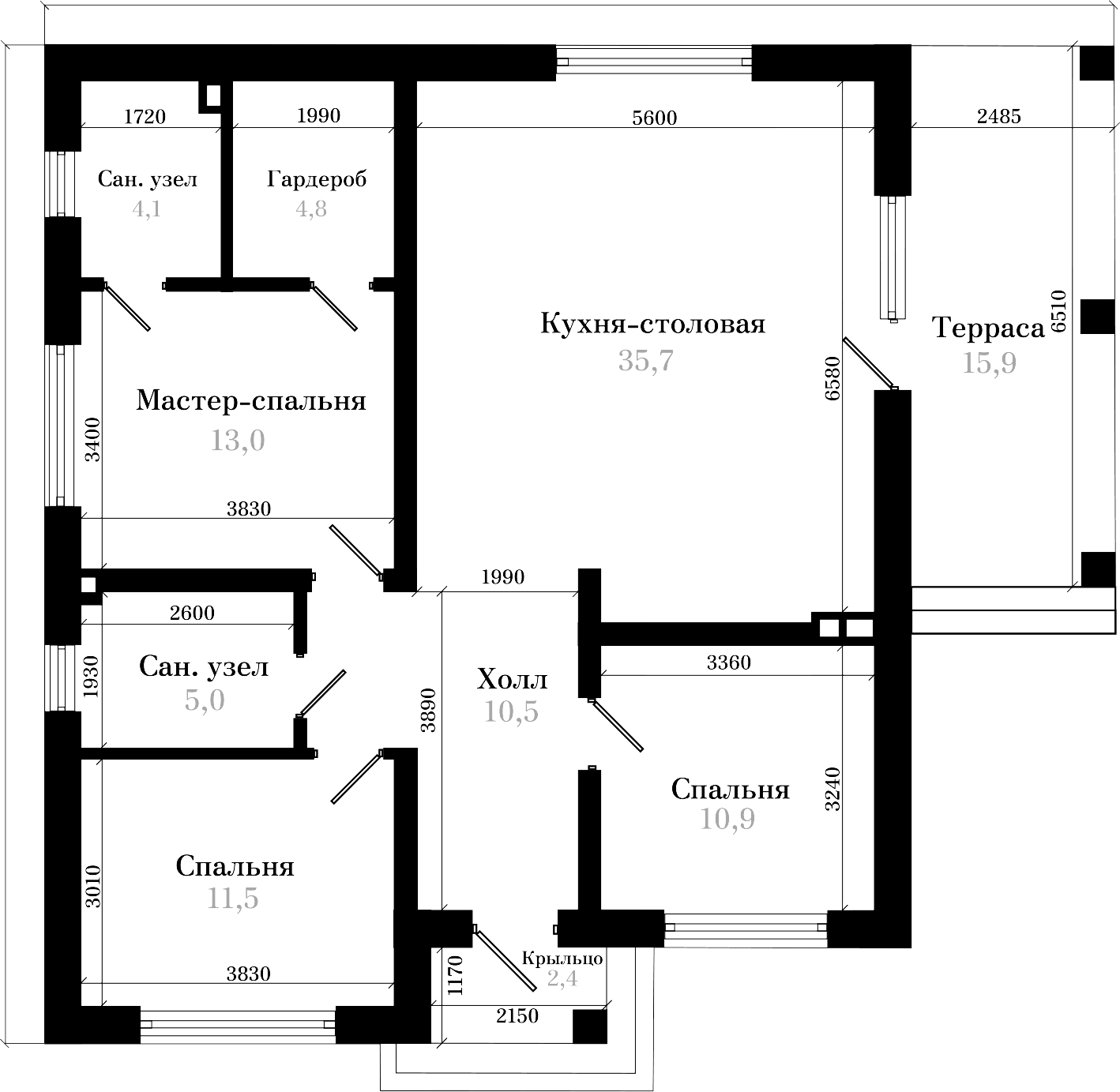 Планировка 96.65 м²