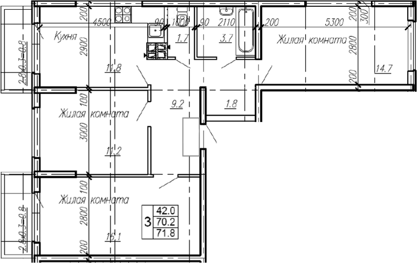 Продается 3-комн. квартира, 70.2 м²