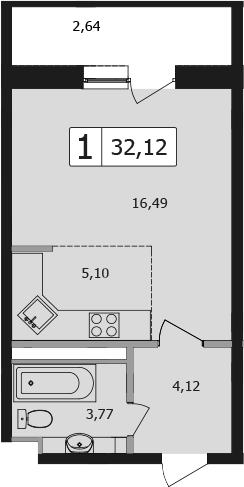 Продается 1-комн. квартира, 29.48 м²