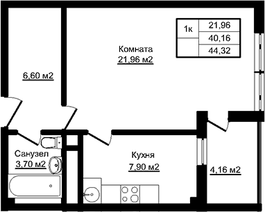 Планировка 40.16 м²