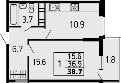 Планировка 36.9 м²