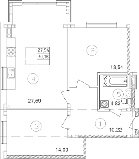 Планировка 70.18 м²