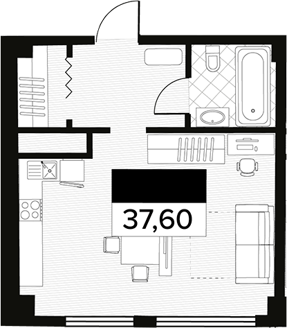 Планировка 37.6 м²