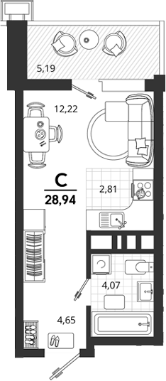 Планировка 23.75 м²