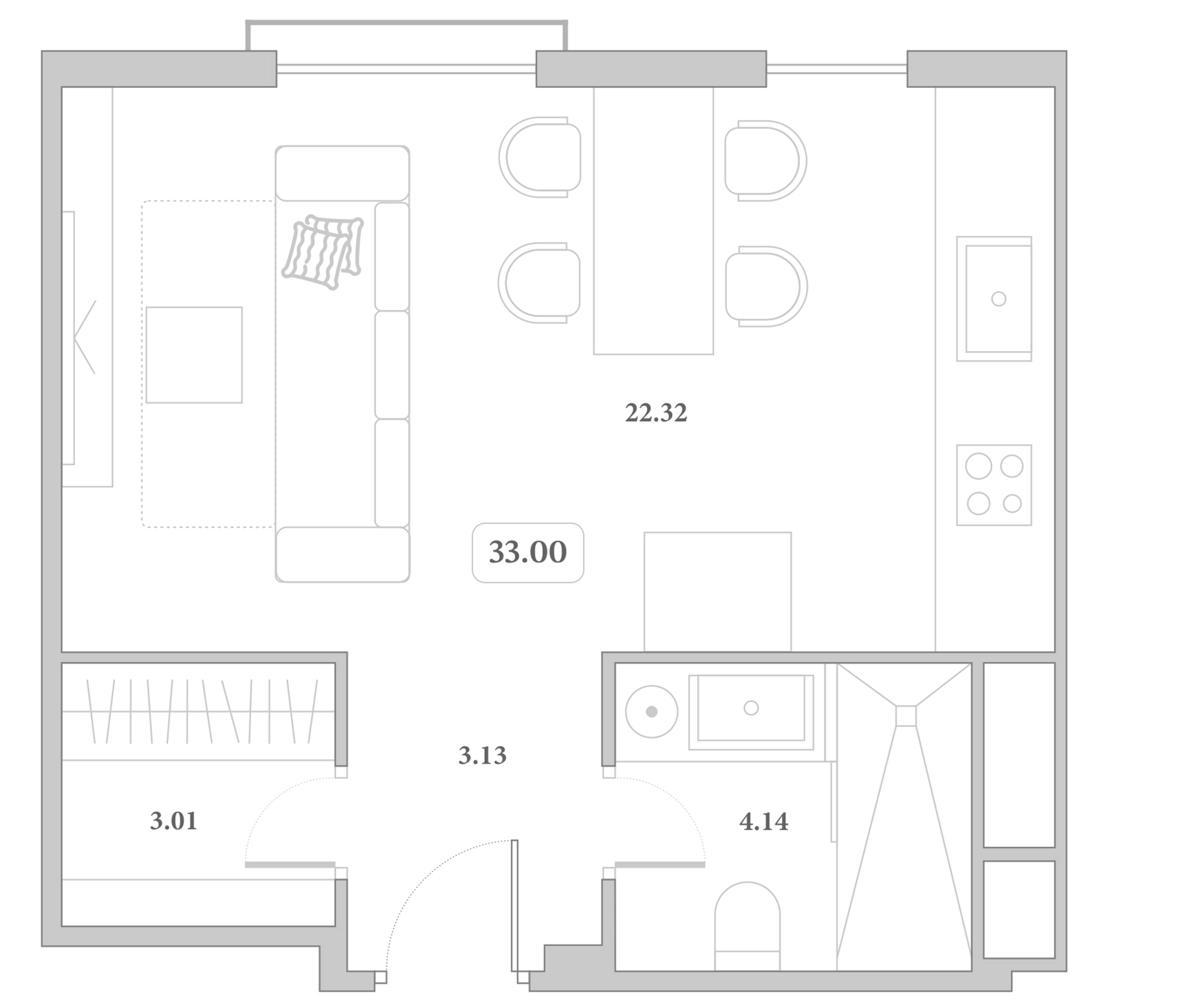 Продается 1-комн. квартира, 32.6 м²