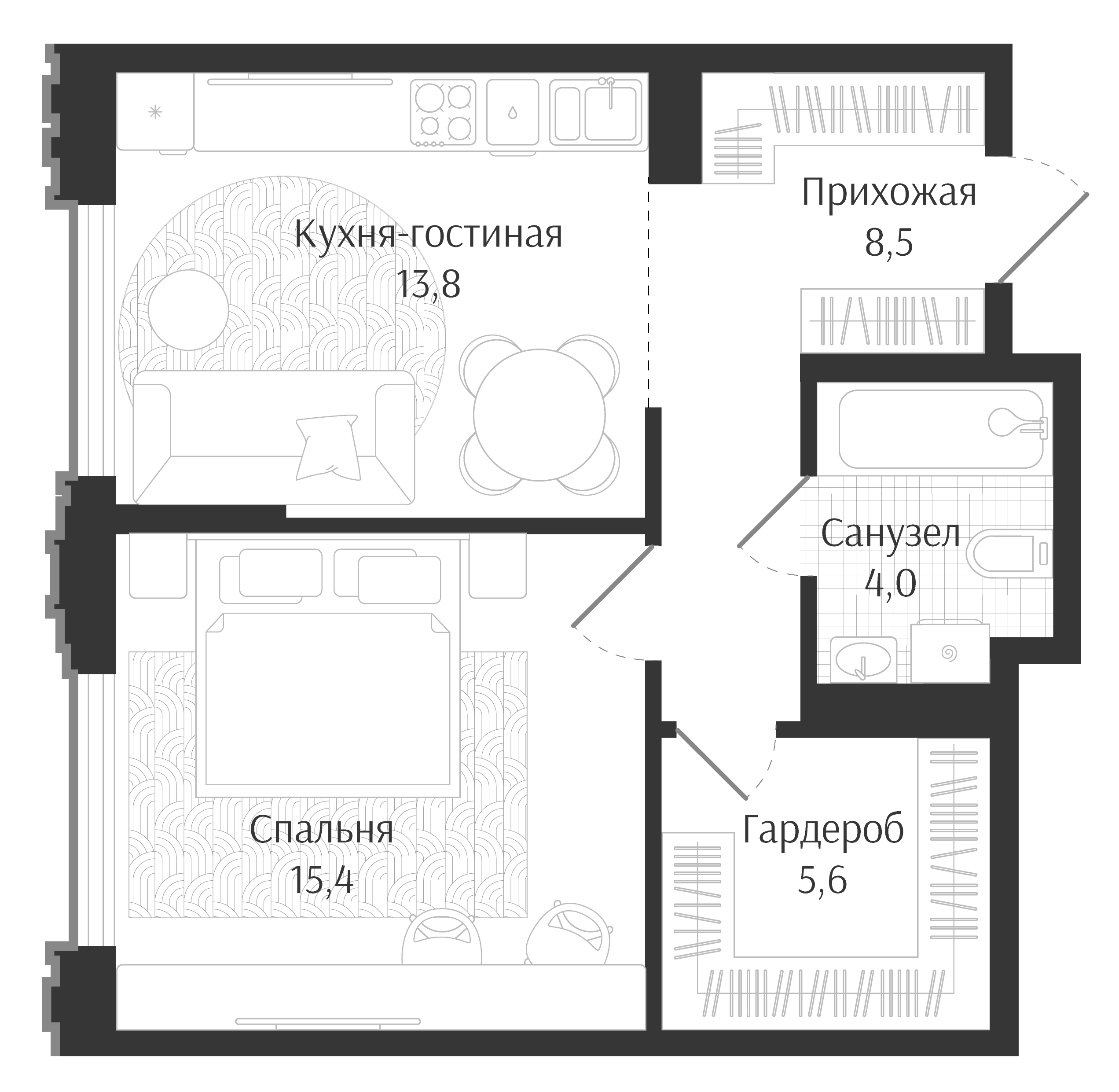 Планировка 47.3 м²