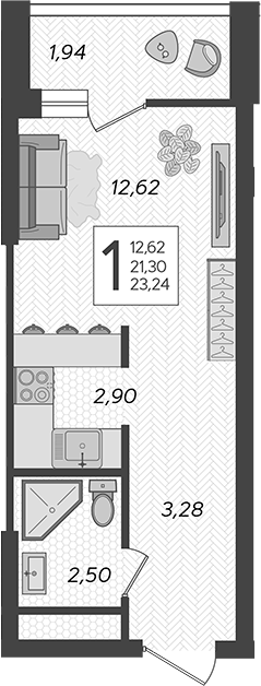 Продается 1-комн. квартира, 21.3 м²
