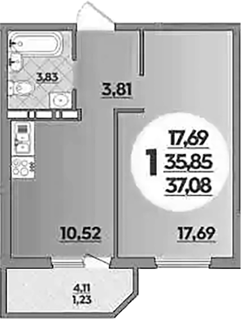 Планировка 35.85 м²