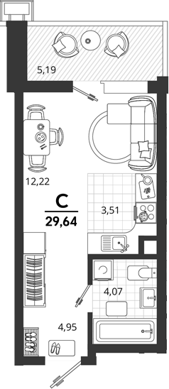 Планировка 24.45 м²