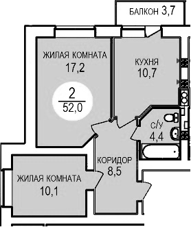 Планировка 51.09 м²