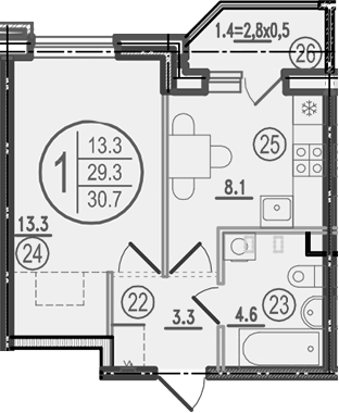 Продается 1-комн. квартира, 29.3 м²