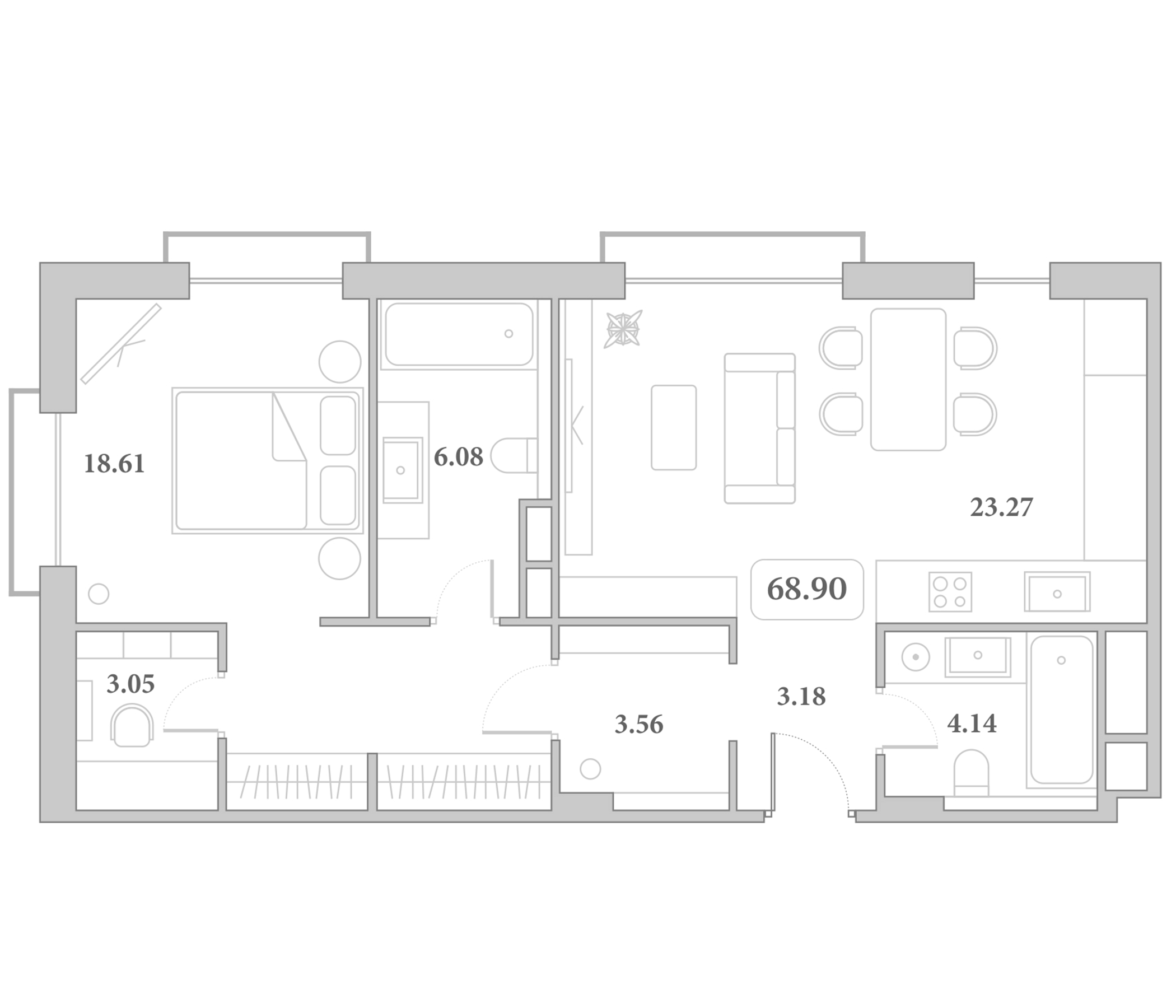 Продается 2-комн. квартира, 61.89 м²