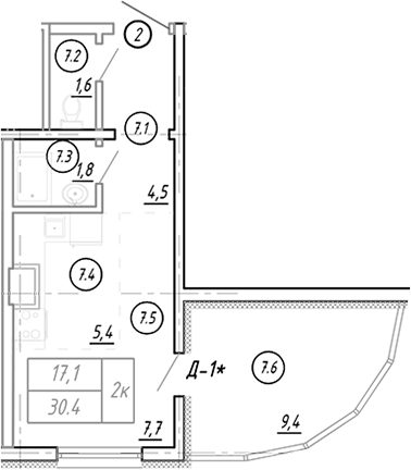 Планировка 21 м²