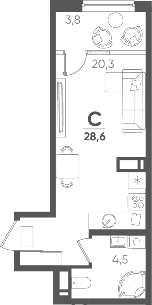 Планировка 24.8 м²