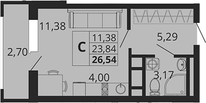 Планировка 23.84 м²