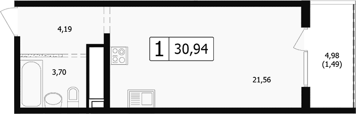 Планировка 28.01 м²