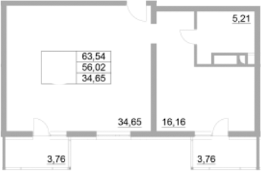 Продается 1-комн. квартира, 56.02 м²