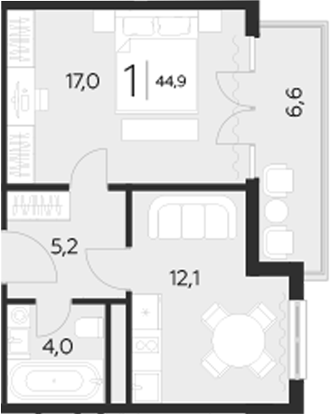 Планировка 38.3 м²