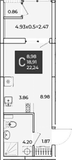 Планировка 18.91 м²