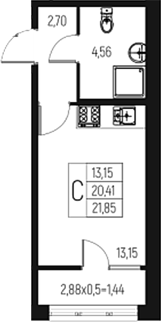Планировка 20.41 м²