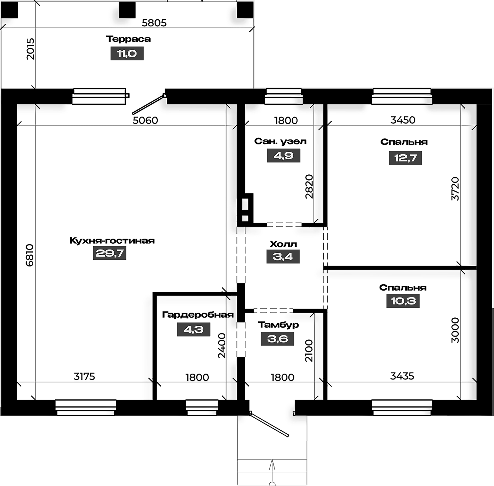 Планировка 68.9 м²