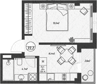 Планировка 30.6 м²