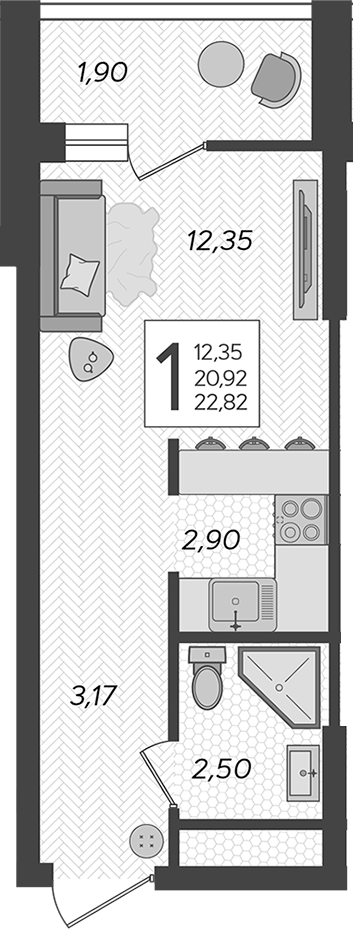 Продается 1-комн. квартира, 20.92 м²