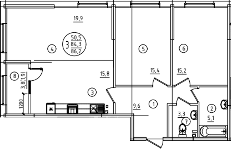 Продается 3-комн. квартира, 84.3 м²