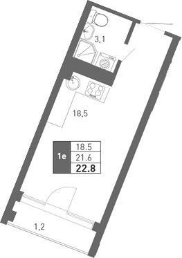 Планировка 21.6 м²