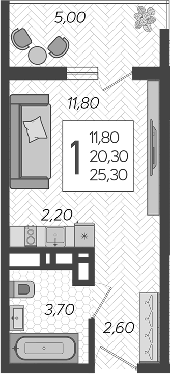 Планировка 20.3 м²