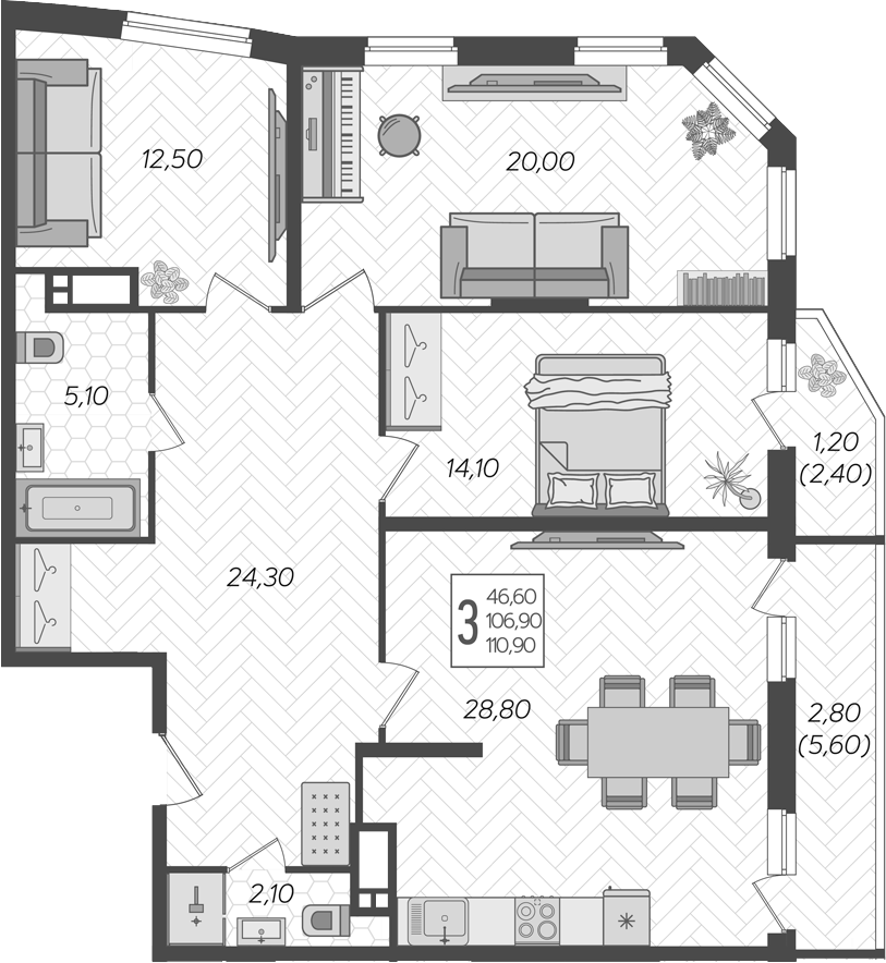 Продается 4-комн. квартира, 106.9 м²