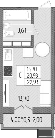 Планировка 20.93 м²