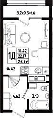 Студия, 22.17 м²