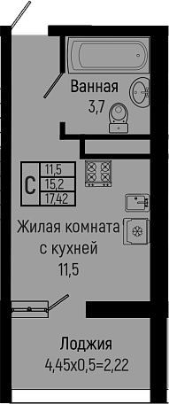 Планировка 15.2 м²