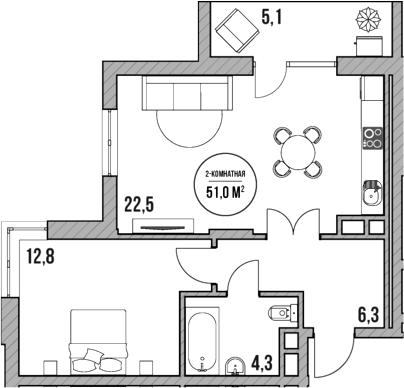 Продается 2-комн. квартира, 45.9 м²