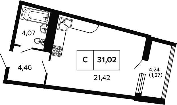 Планировка 29.75 м²