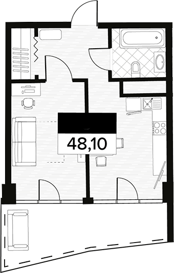 Планировка 48.1 м²