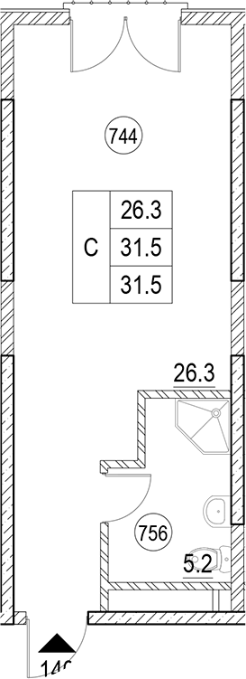 Планировка 32.5 м²