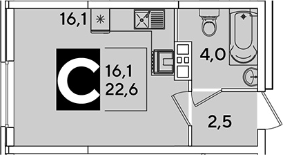 Планировка 22.6 м²