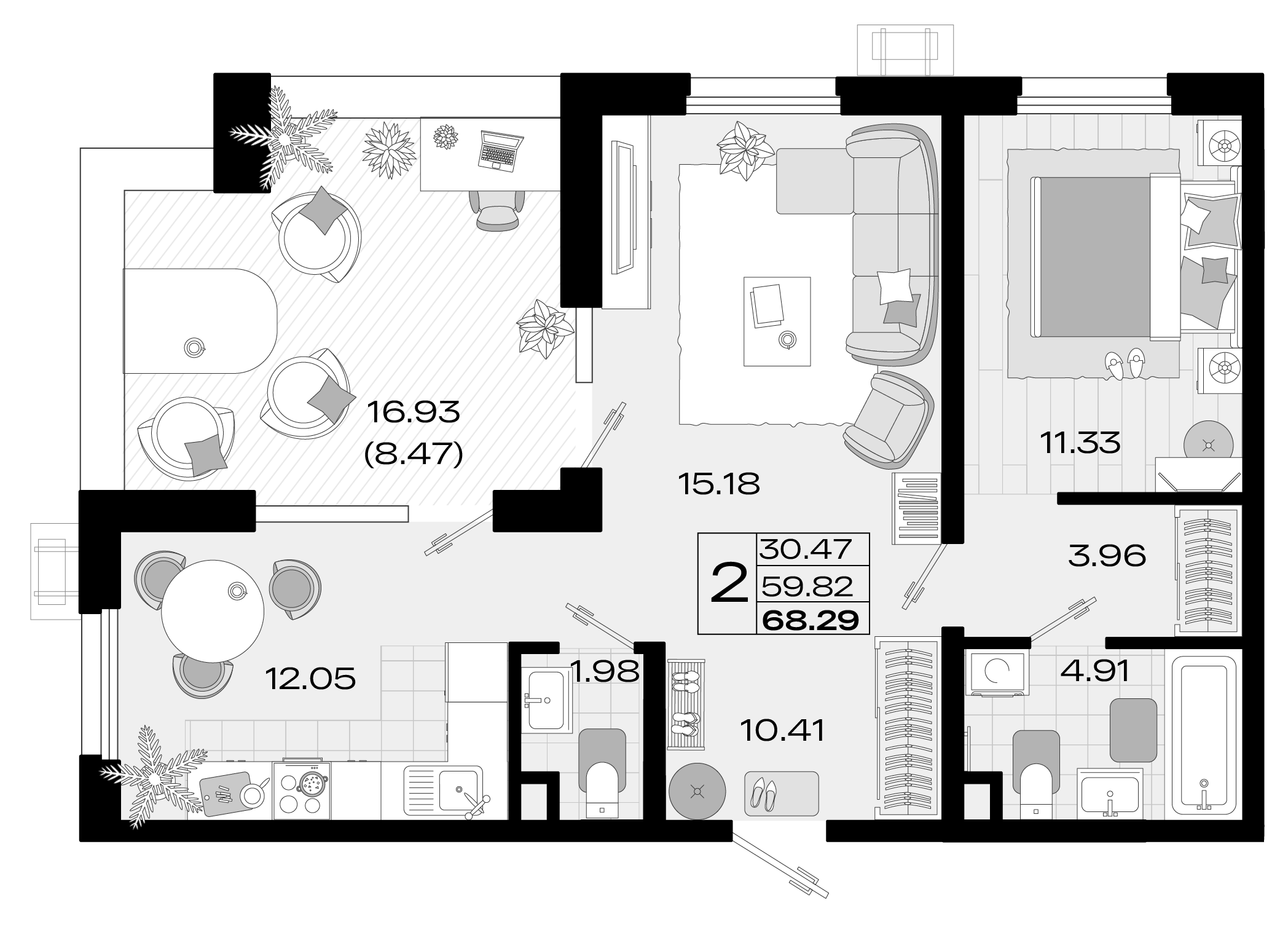 Планировка 59.82 м²