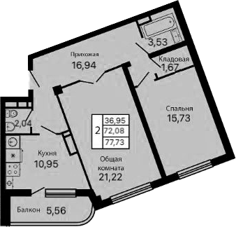 Планировка 72.17 м²