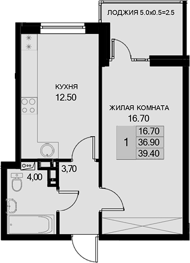 1-комн. · 36.9 м²