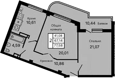 Планировка 67.14 м²