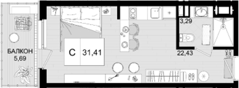 Планировка 25.72 м²