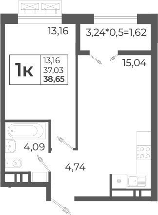 Продается 2-комн. квартира, 39.3 м²