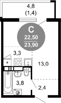 Продается 1-комн. квартира, 22.5 м²