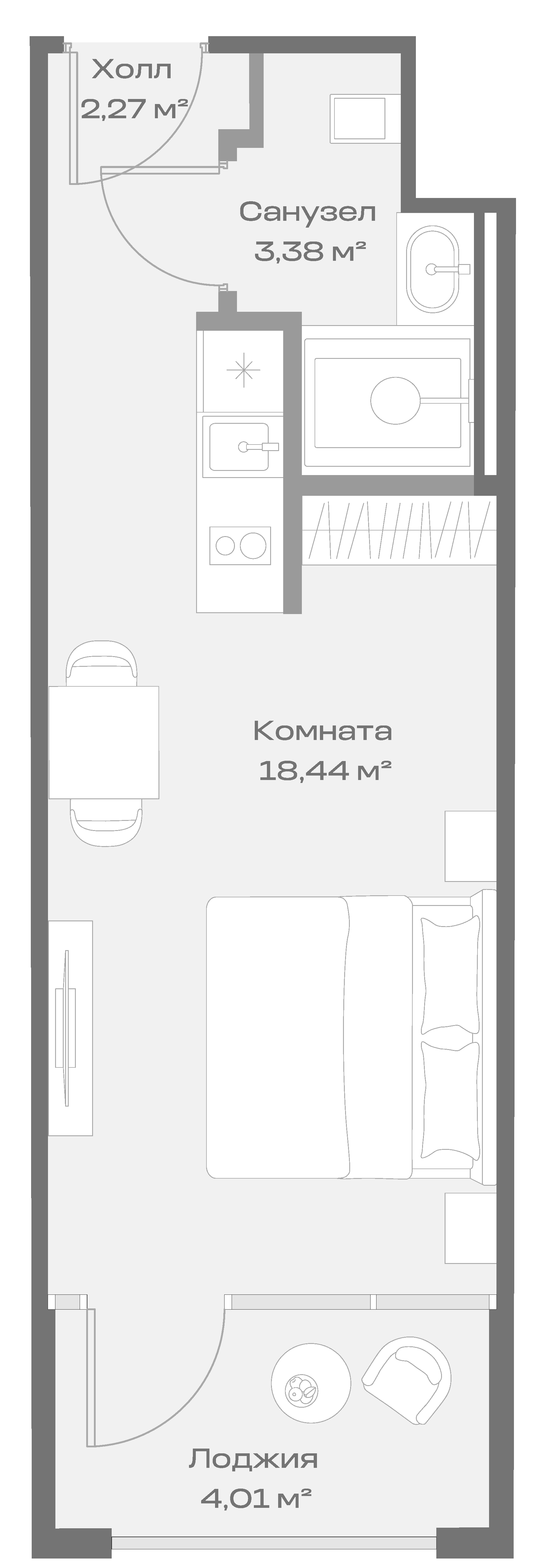 Планировка 24.08 м²