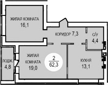 Продается 2-комн. квартира, 59.9 м²