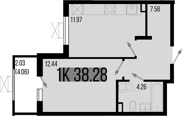 Продается 1-комн. квартира, 36.25 м²